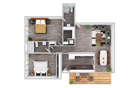 Floor plan for 2 beds, 2 baths, 1246 sqft